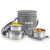 Borosil Slate Stainless Steel Lunchbox Set of 3 Tall (460ml+280ml×2)