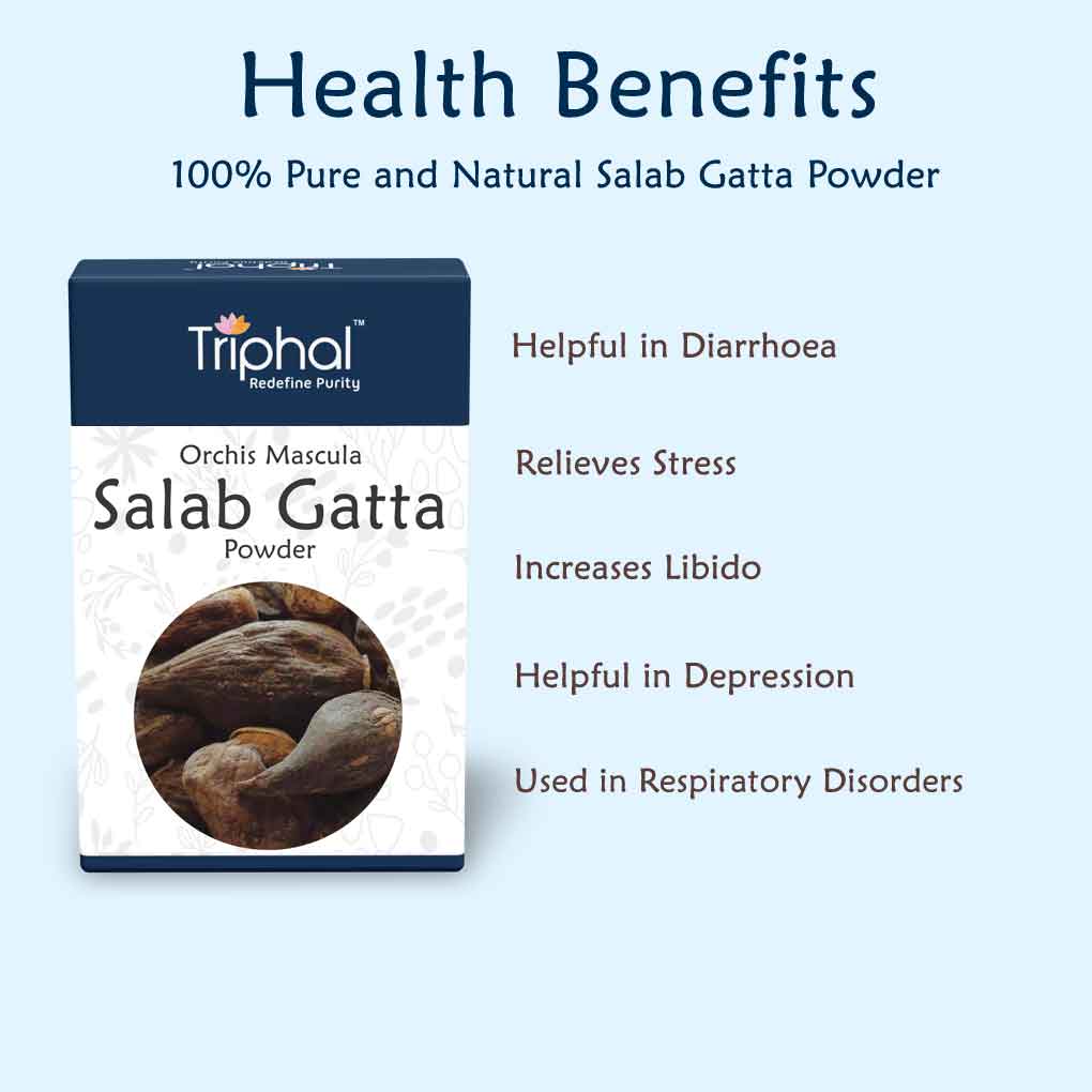 Triphal Salab Gatta Powder - Salam Gattha  Churn - Orchis Mascula