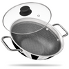 Esspy Tri-Ply Stainless Steel Kadai With Glass Lid, Stainless Steel Kadai for Cooking, Triply Kadhai | Metal Spatula Friendly | Induction & Gas Stove Compatible | Reverted Sturdy Handle | Scratch-Resistant | Honeycomb Patternc