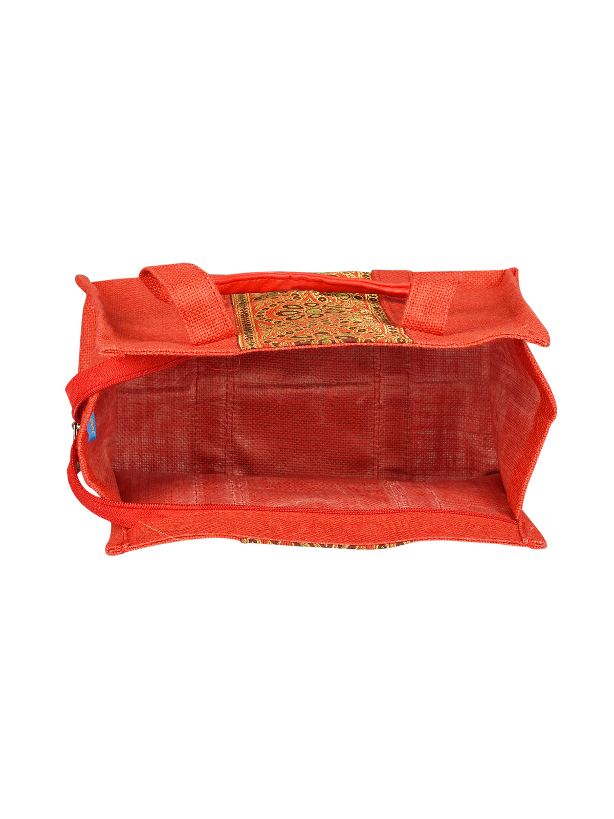 Jute Cottage Vertical Lace Zipper Lunch Bag Jute Bag