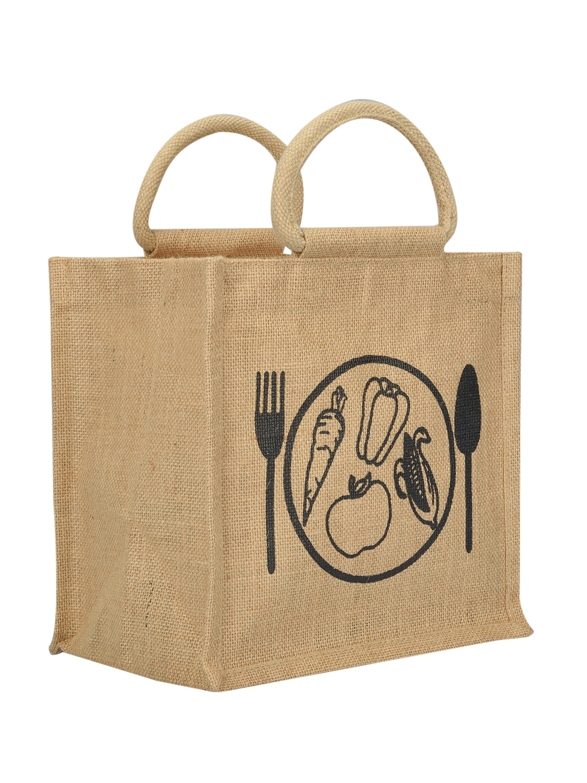 Jute Cottage Spoon & Fork Print Lunch Bag Zipper