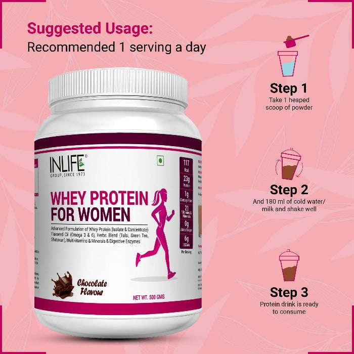 INLIFE Whey Protein Powder for Women - 500 gms