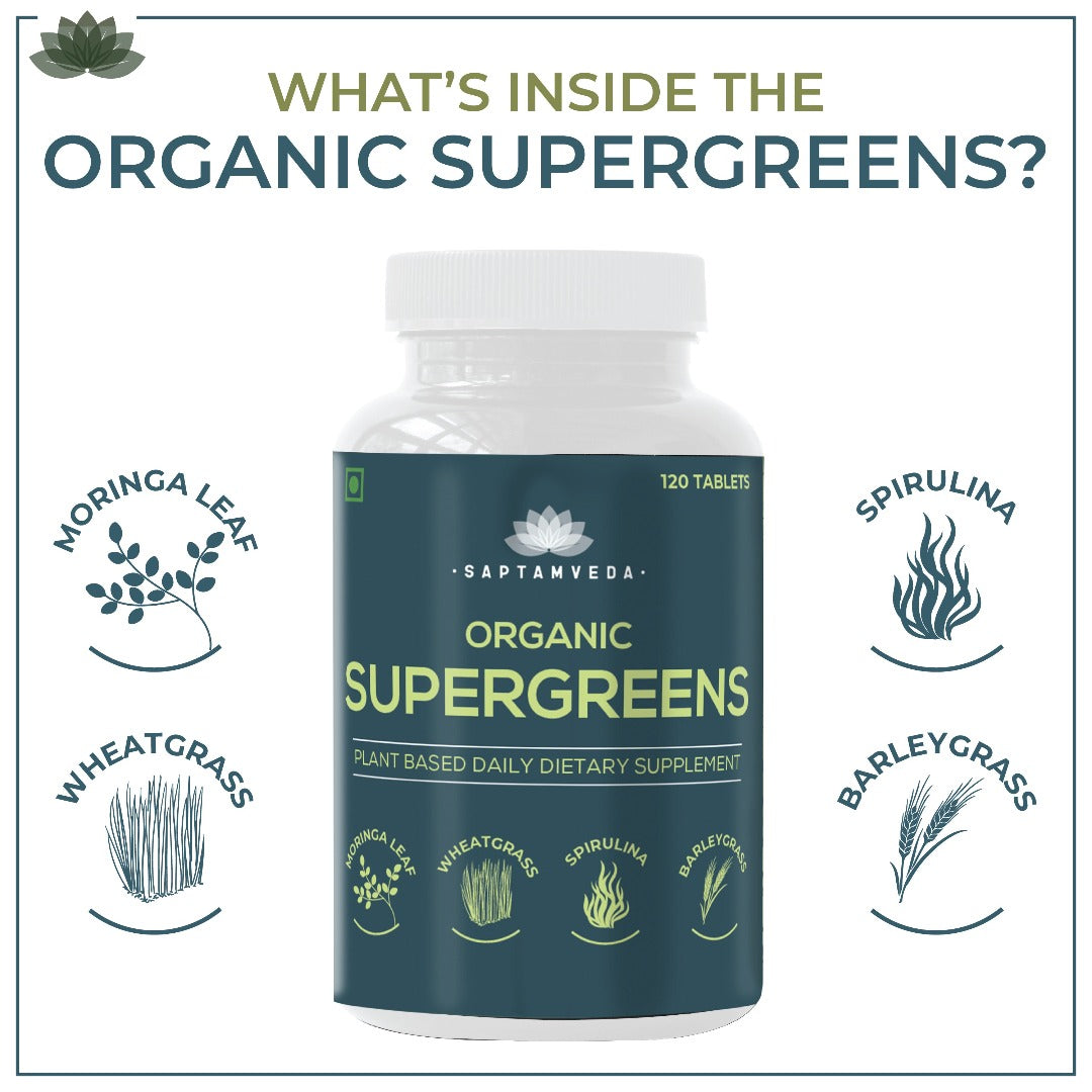 Saptamveda Organic Supergreens Tablets - 120 tabs