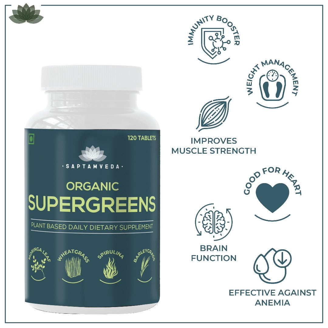 Saptamveda Organic Supergreens Tablets - 120 tabs