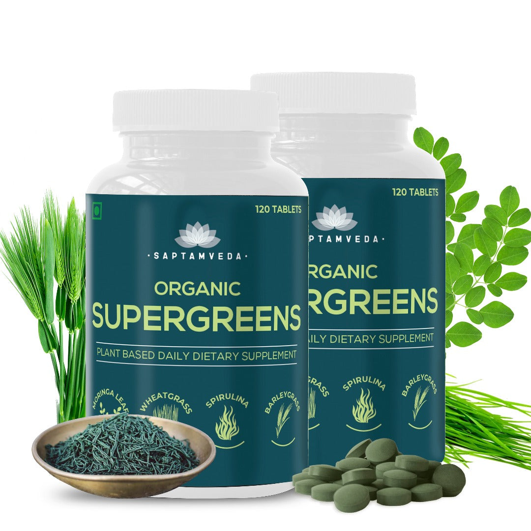 Saptamveda Organic Supergreens Tablets - 120 tabs