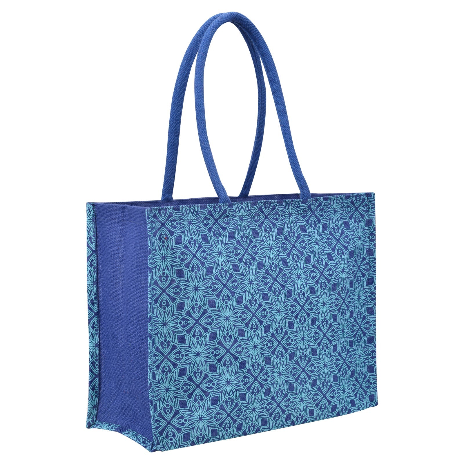 Jute Cottage Floral Motif Shopping Zipper 100% Genuine Jute Stylish