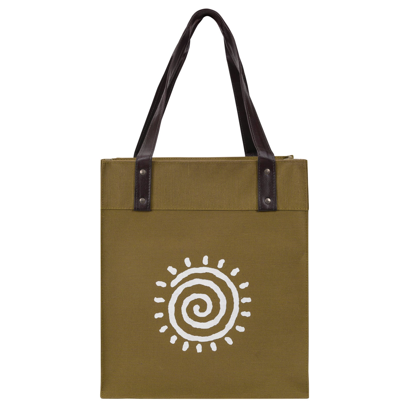 Jute Cottage Juco Pu Handle Zipper Shopping Bag With Bottom Board