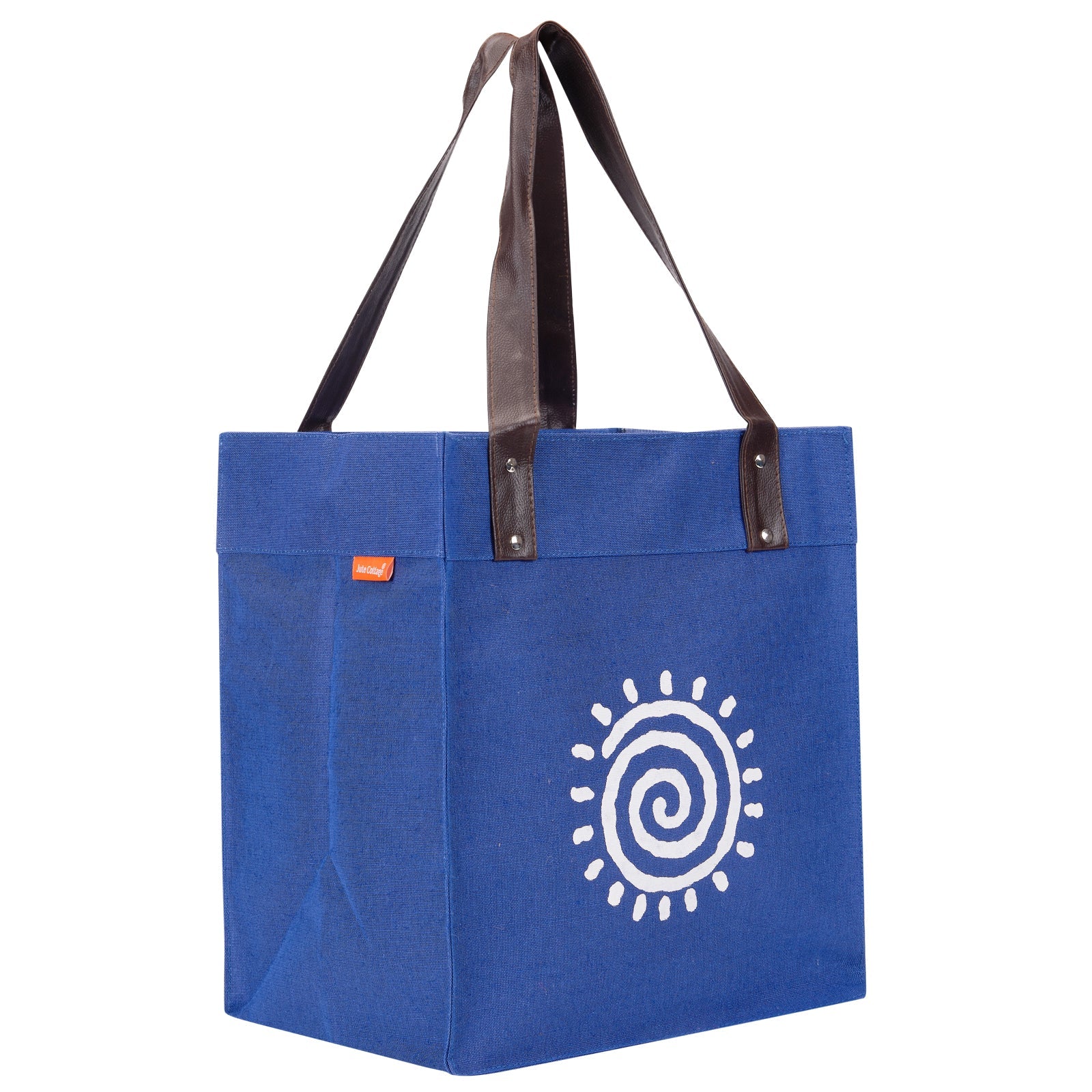 Jute Cottage Juco Pu Handle Zipper Shopping Bag