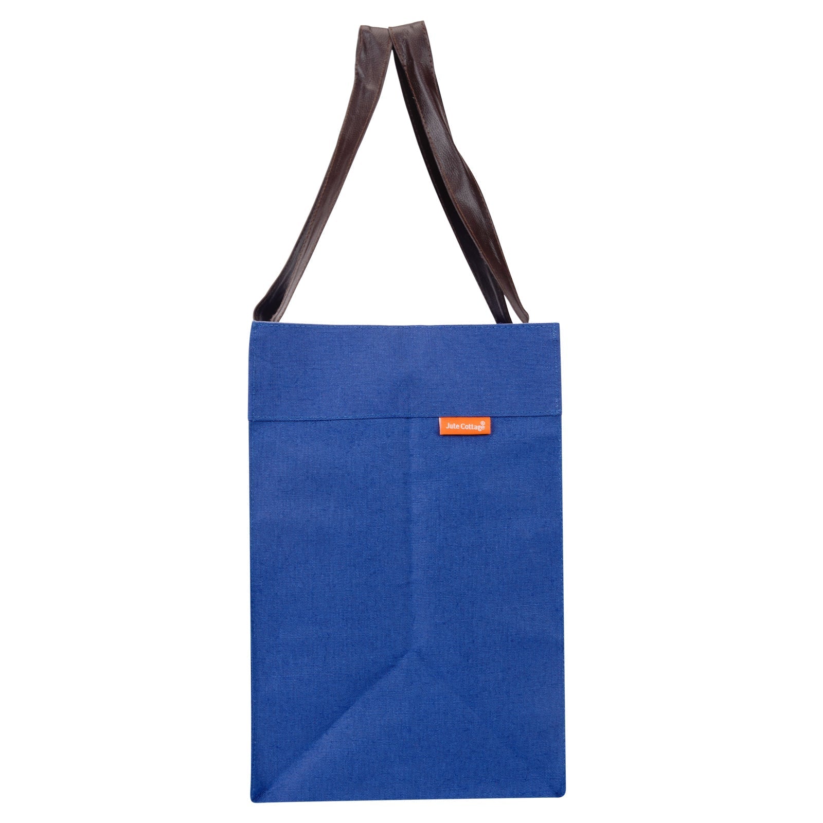 Jute Cottage Juco Pu Handle Zipper Shopping Bag With Bottom Board