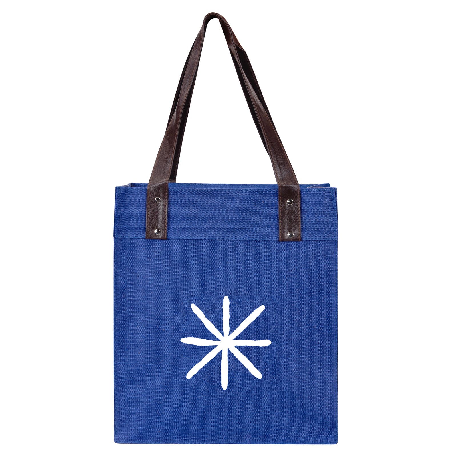 Jute Cottage Juco Pu Handle Zipper Shopping Bag With Bottom Board