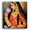 Paint Waint Lady with Purple Flower - Rajasthani Painting
