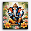 Paint Waint Ganesha Sitting in Between Flowers