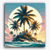 Paint Waint Sun Behind Coconut Tree