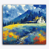 Paint Waint A House in Blue Background