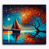 Paint Waint Boat and Moon Reflection
