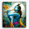 Paint Waint Shree Krishna Playing Flute Under Moonlight Janmasthami