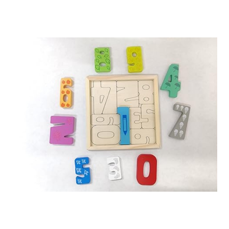 Smoneo Handcrafted 3D Wooden Jigsaw Puzzle Pre Education Alphabet & Number Learning Multicolour Toy Blocks