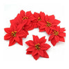 Christmas Poinsettias Red Velvet Decorative Artificial Flowers of Velvet Red (Pack of 24)