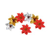 Christmas Poinsettias Red/Gold Velvet Decorative Artificial Flowers of Velvet Christmas Mix Color (Pack of 12)