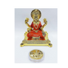 Gold Art India Pata Laxmi Gold Plated Idol for Mandir Orange Enamel Color Work with Gold Plated Coin