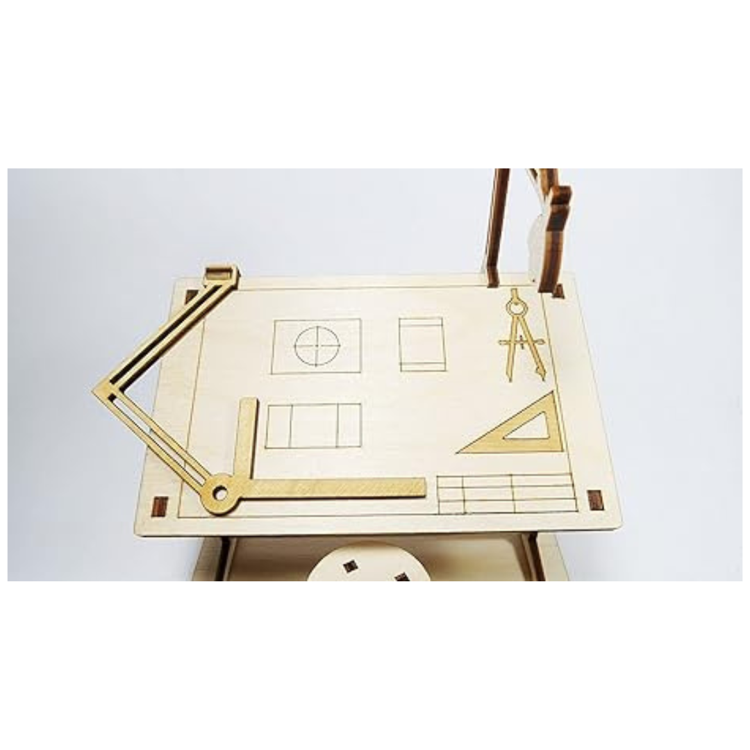 StonKraft Wooden 3D Puzzle Miniature Drafting Table Home Decor Construction Toy Modeling Kit