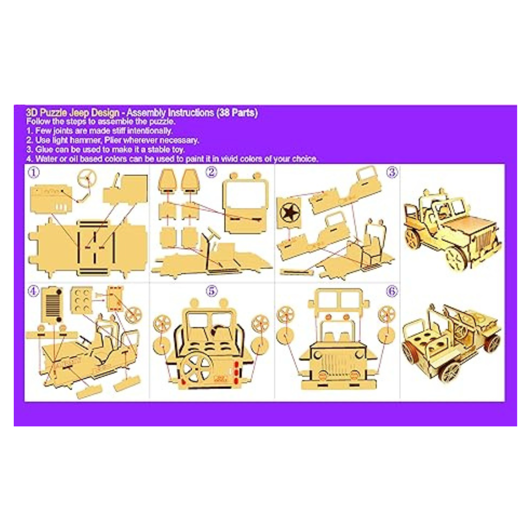 StonKraft Wooden 3D Puzzle Military Jeep Desk Organizer Pen Stand Easy to Assemble