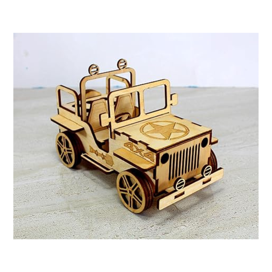 StonKraft Wooden 3D Puzzle Military Jeep Desk Organizer Pen Stand Easy to Assemble