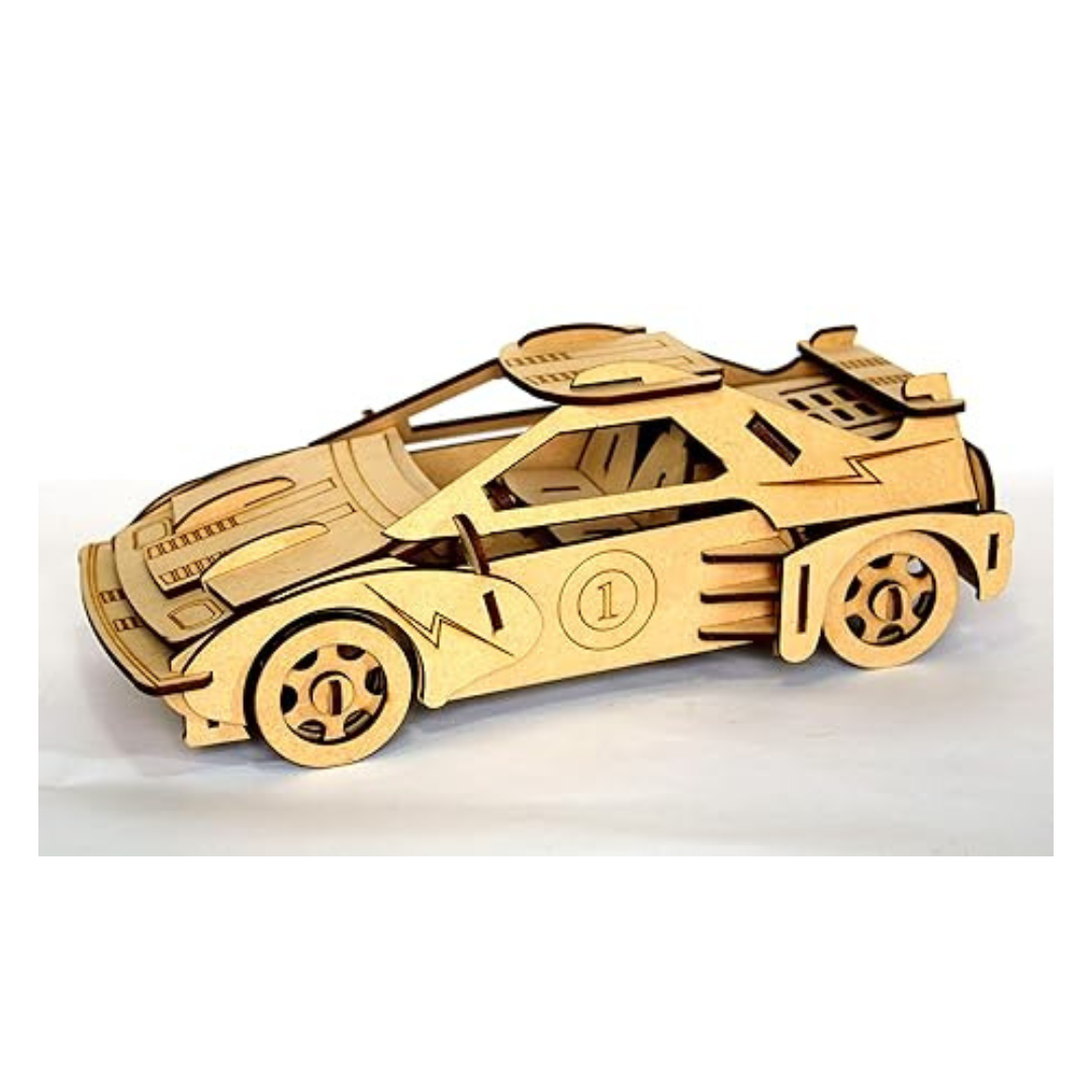 StonKraft Wooden 3-D Puzzle of Sports car DIY built your own car for school Project