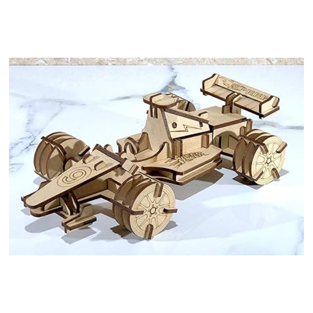 StonKraft 3D Wooden Puzzle Racing Car Formula 1 Wooden DIY Construction Toy Modeling Kit