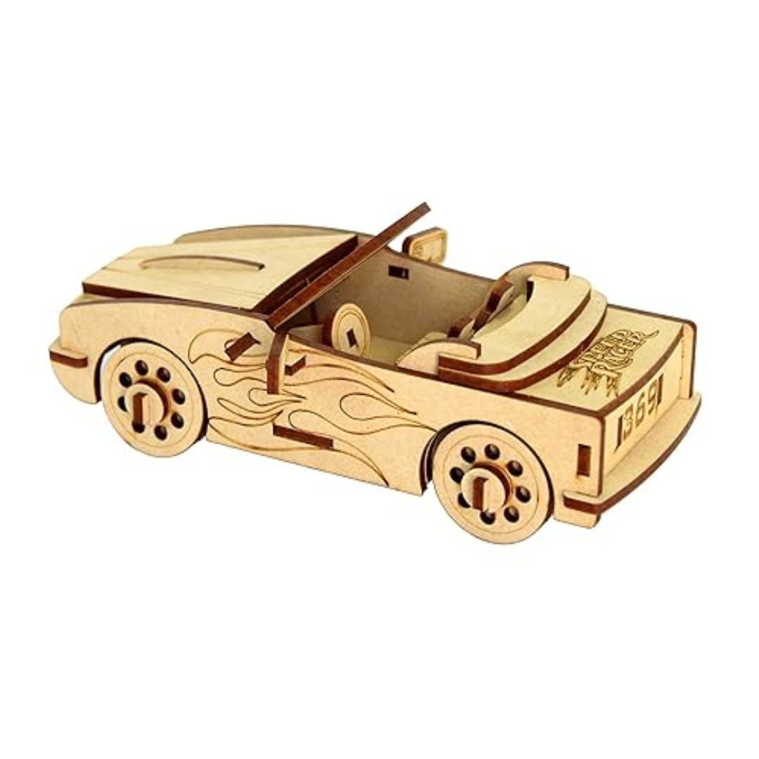 StonKraft 3D Wooden Puzzle Car Wooden DIY Kit Build Your own Construction Toy Modeling Kit MDF Toys Car