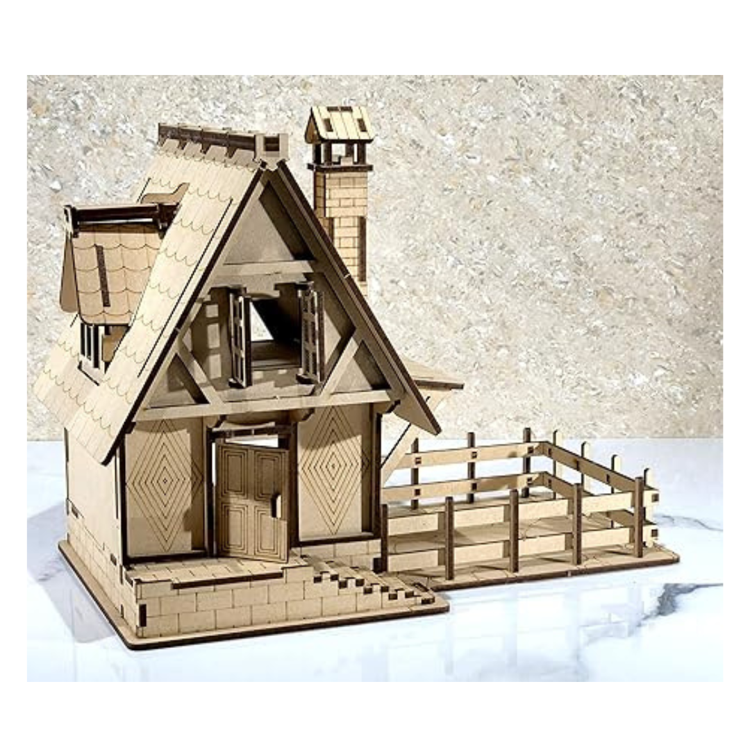 StonKraft Wooden 3D Puzzle Home Decor Construction Toy Easy to Assemble (Wooden House)