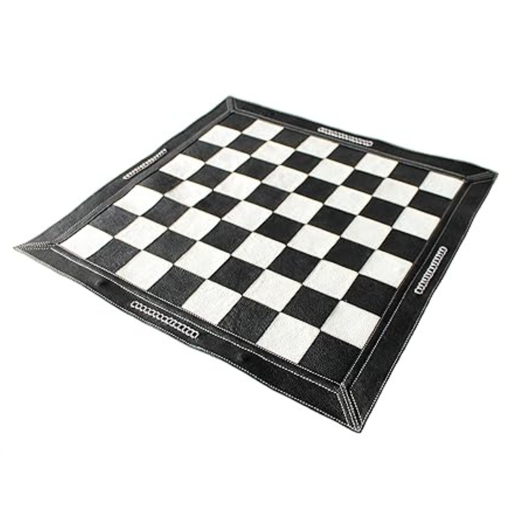 Stonkraft Genuine Leather Chess Black Colour Roll Up Chess Tournament Chess