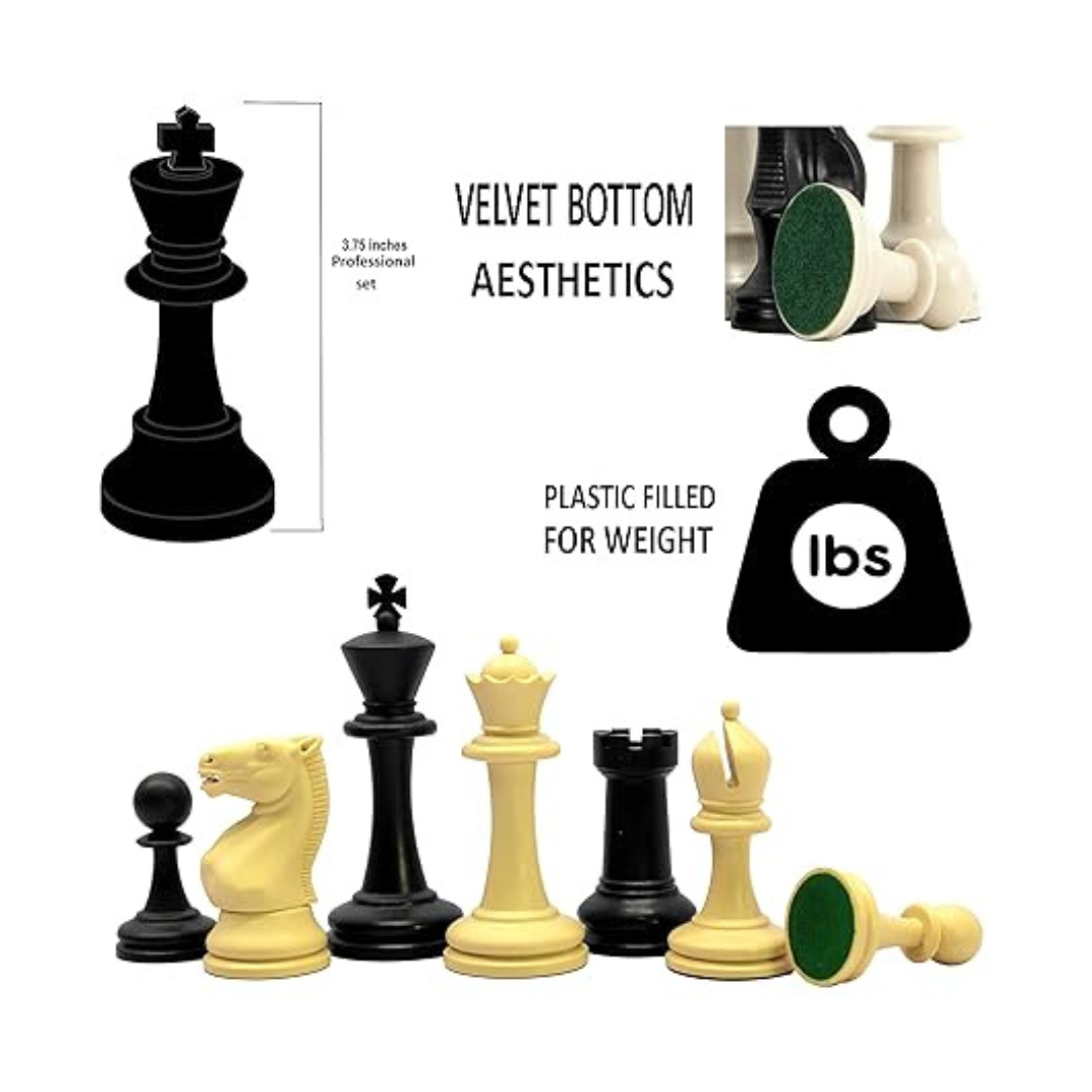 StonKraft Tournament Chess Pieces with Two Extra Queens Chessmen Staunton Coins