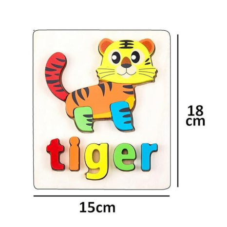 Smoneo 3+ Years Handcrafted 3D Wooden Jigsaw Puzzle Pre Education Alphabet & Number Learning Toy Blocks Animals
