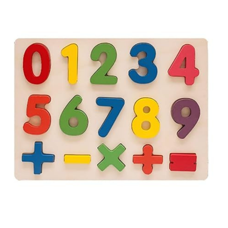 Smoneo Wooden 0-9 Puzzle Board With Knobs Numbers & Color Recognition Preschool Boys & Girls Fine Motor Skills Puzzle Board