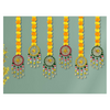 JH Gallery Handmade Artificial Marigold Fluffy Flowers with Ring Bell Hanging Latkan Toran for Home Pack of 6