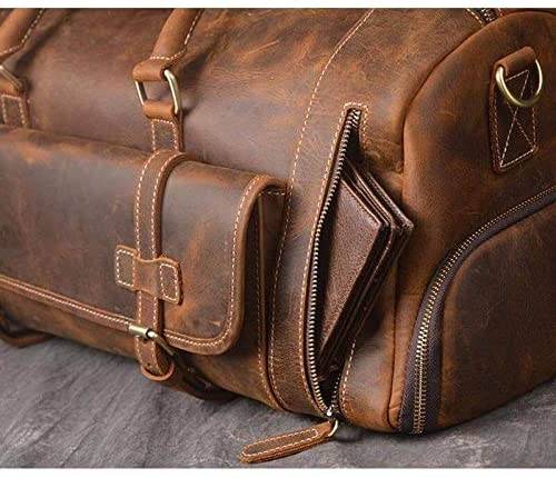 24 inch Buffalo Leather Duffle Bag with Shoes Compartment