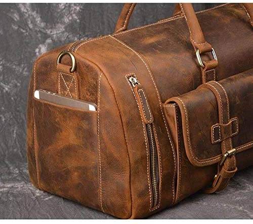 24 inch Buffalo Leather Duffle Bag with Shoes Compartment