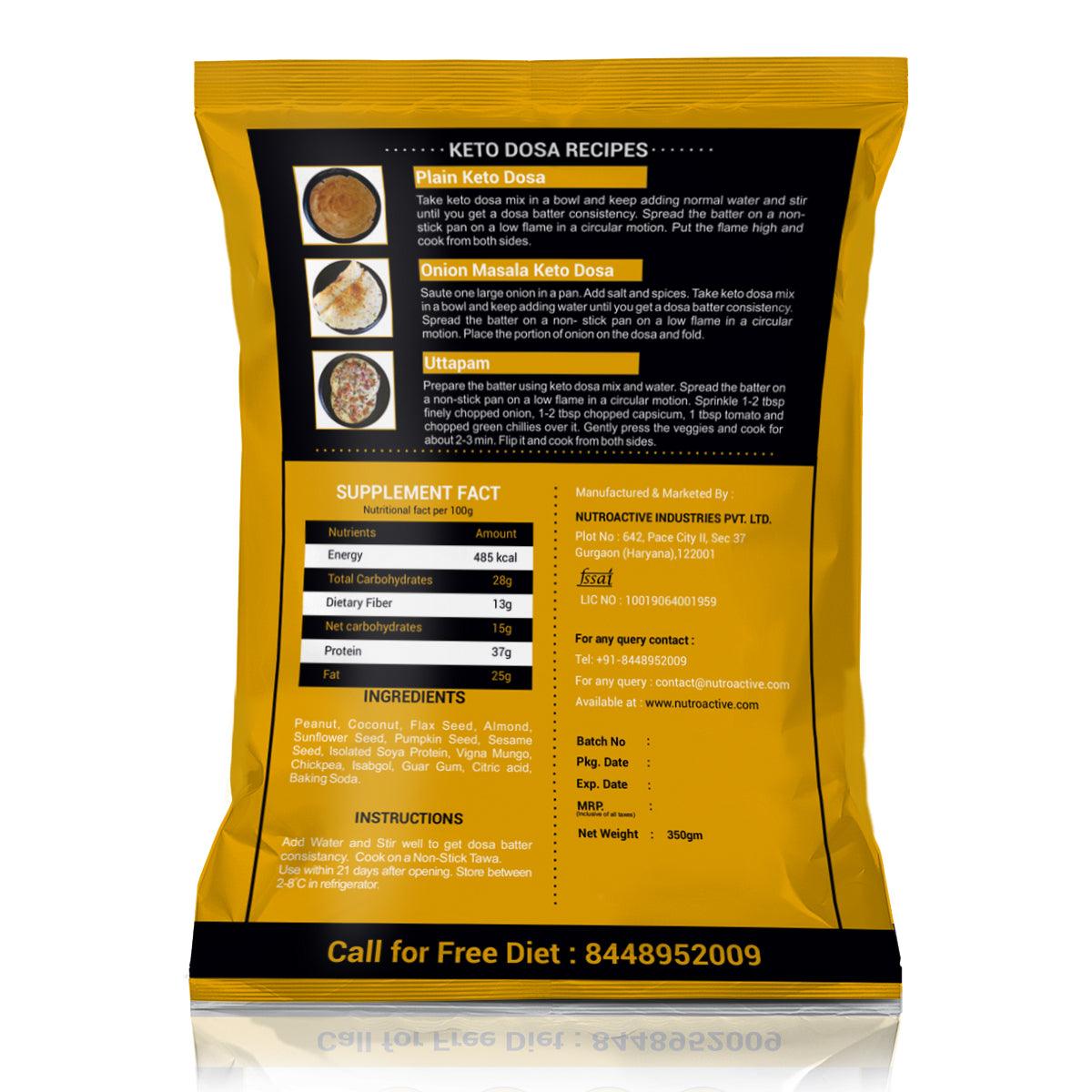 Diabexy NutroActive Keto Dosa Mix, Low Carb Gluten Free - 350 gms