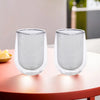 UMAI Pack of 2: Double Wall Borosilicate Glass Coffee Mugs | 190ml | Grey
