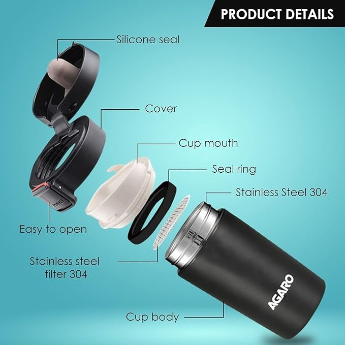 Agaro Elite Stainless Steel 300ML Travel Mug  Dual Insulation | 304 Grade Inner and Outer Stainless Steel