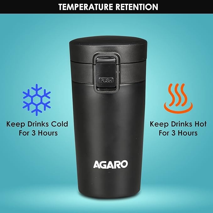 Agaro Elite Stainless Steel 300ML Travel Mug  Dual Insulation | 304 Grade Inner and Outer Stainless Steel