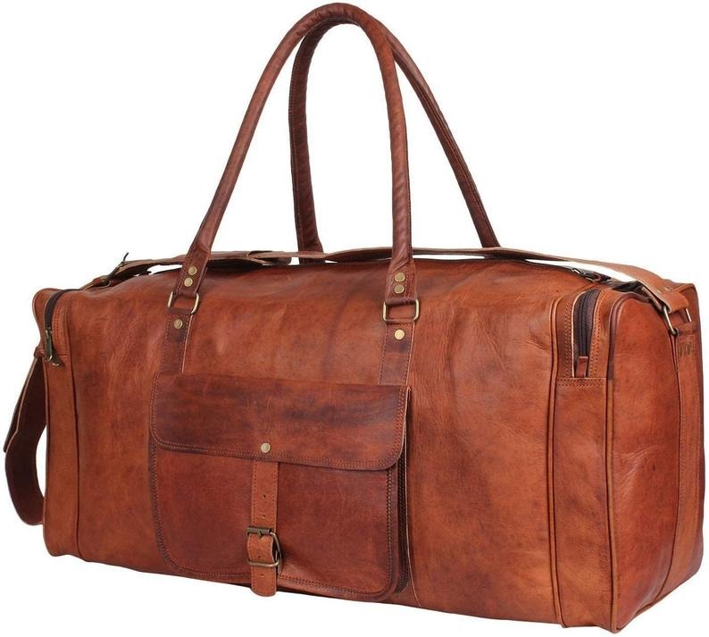 Craftshades – 3 Compartments (Expandable) 24 Inch Handcrafted Duffle Leather Bag (Brown) | 100% Genuine Leather