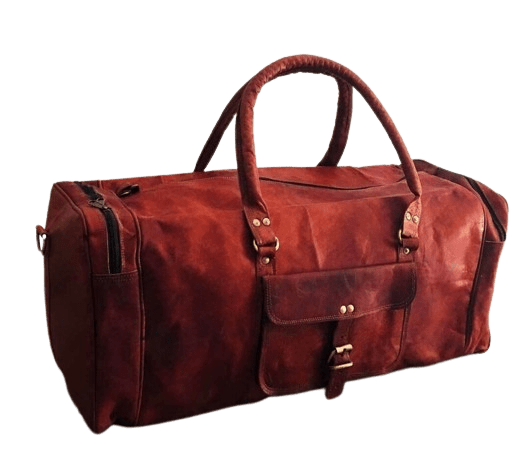 28 Inch Craftshades – 3 Compartments (Expandable) Handcrafted Duffle Goat Leather Bag (Brown) | 100% Genuine Leather