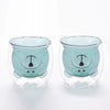 UMAI Pack of 2: Blue Teddy Bear Double Walled Borosilicate Glass Mugs | 250ml | Blue