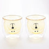 UMAI Cute Teddy Bear Double Walled Borosilicate Glass Mug Set of 2 (250ml) | Yellow
