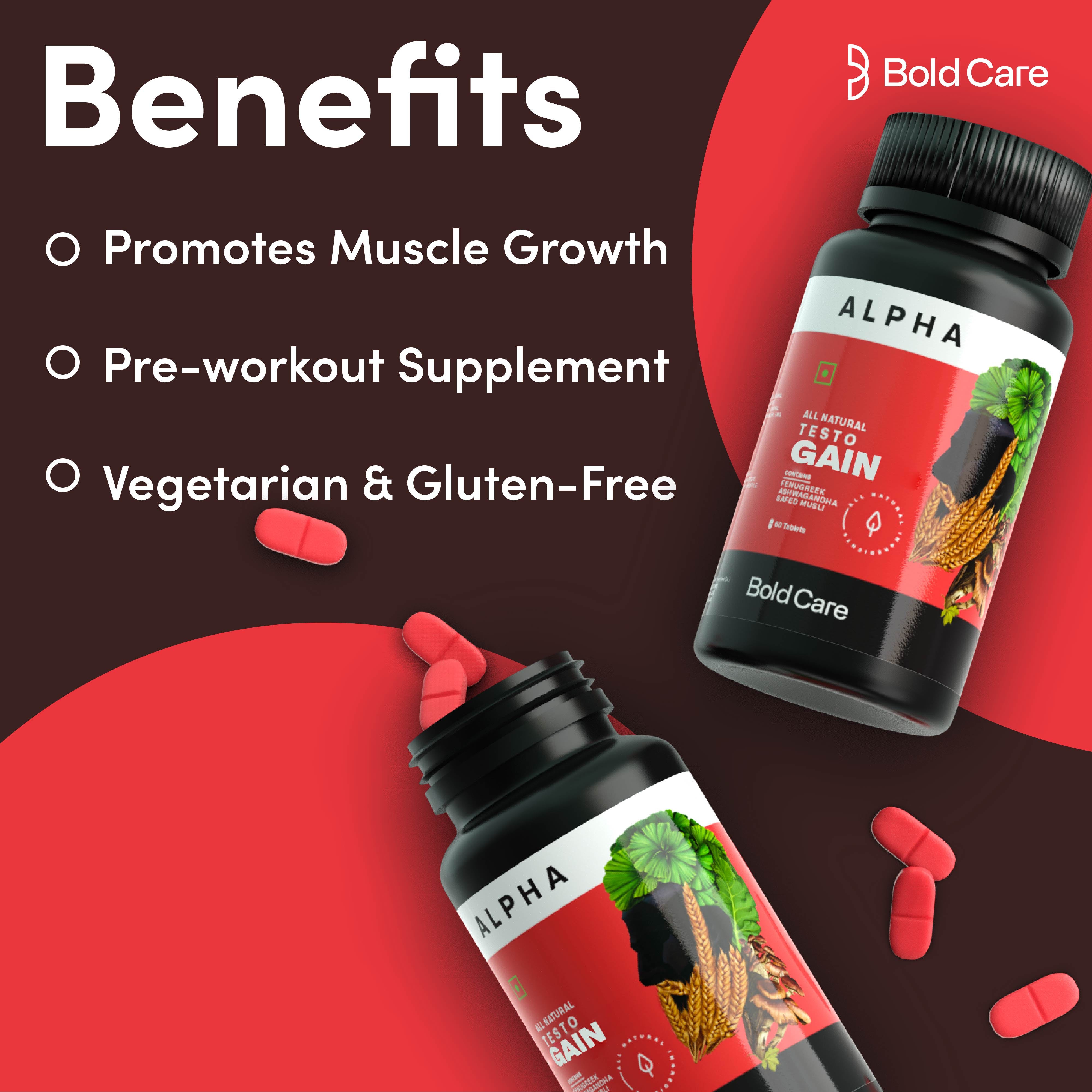 Bold Care Alpha Natural Testosterone Booster - 60 Tablets - DesiPick