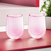 UMAI Pack of 2: Double Wall Borosilicate Glass Coffee Mugs | 190ml | Pink
