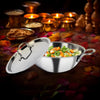 SAVYA HOME Triply Stainless Steel Kadai with Lid 20cm 1.6L Stove Induction Heat Surround