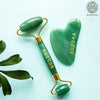 Buddha Natural Green Jade Gua Sha & Face Roller Combo - Improved Blood Circulation, Reduced Puffiness, Stress relief & Anti-Aging Effects